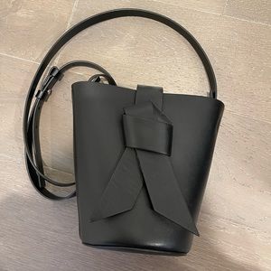 Acne Black Leather Knot Bucket Crossbody